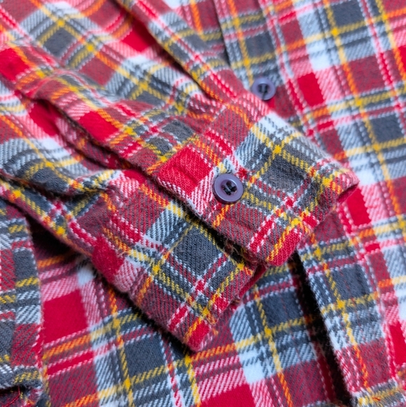 Woolrich Red Plaid Long Sleeve Cotton Flannel Shirt Outdoor Boys Size 14/16 - Picture 4 of 6